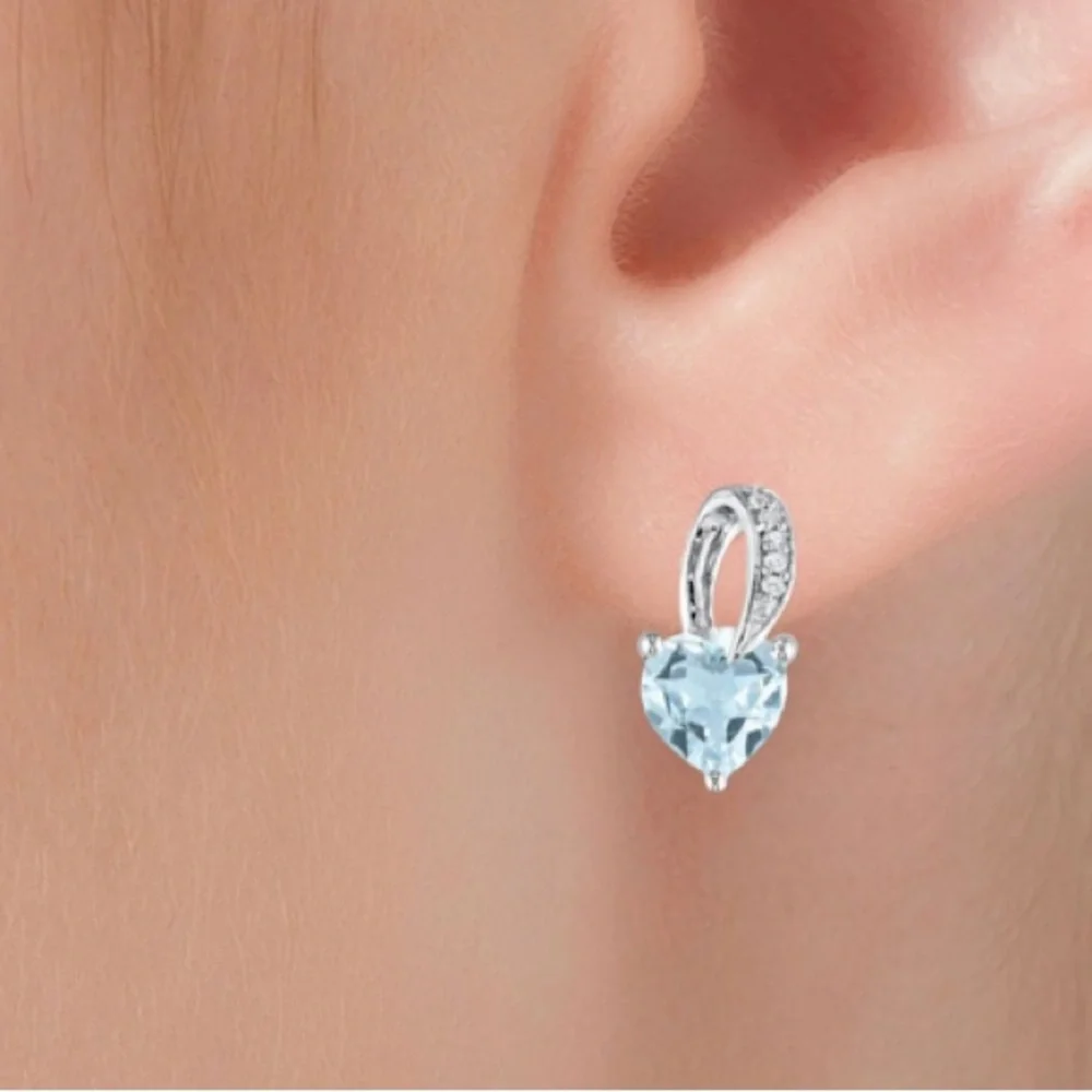 EVERLY JEWELRY AUTHENTIC GENUINE AQUAMARINE/DIAMOND (925) NECKLACE - Picture 5 of 15